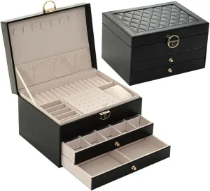 Jewelry Box Organizer - 3-Layer Storage Solution for Earrings and Rings, Stylish Design for Home or Travel