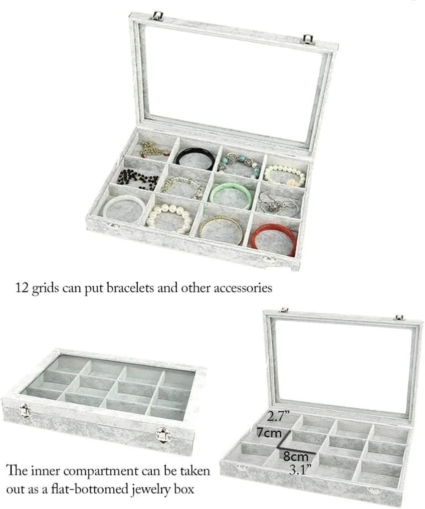 Jewelry Box With Clear Glass Lid 10 Different Designs Velvet Jewelry Organizer Box Jewelry Jewellry Holder