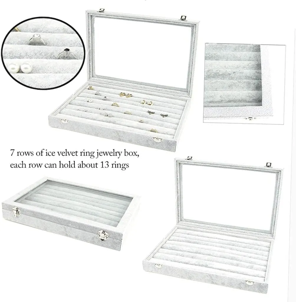 Jewelry Box With Clear Glass Lid 10 Different Designs Velvet Jewelry Organizer Box Jewelry Jewellry Holder