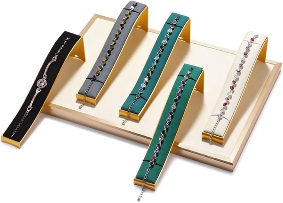 Jewelry Display Rack Metal Microfiber Bracelet Watch Display Stand Jewelry Display Props Window Counter Jewelry Storage Ornaments Jewelry Rack