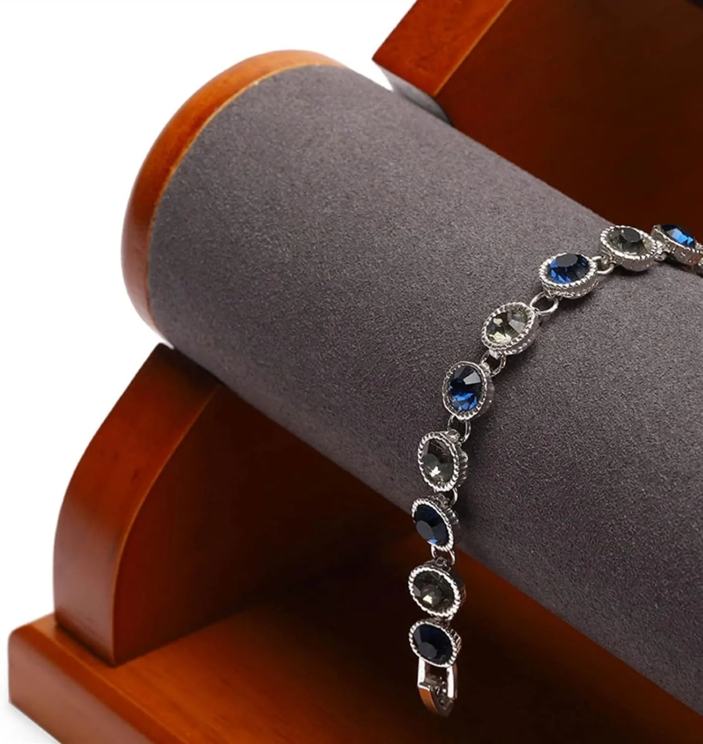Jewelry Display Stand Bracelet Holder with 2 Tier Racks, Velvet Jewelry Display Stands, Wooden Watch Bangle T-Bar Jewelry Organizer for Wrist Watch, Bangles and Bracelets Jewelry Holder (Color : 1)