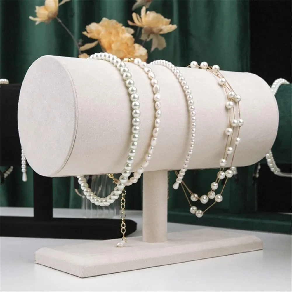 Jewelry Display Stand Velvet Hair Band Holder Family Headdress Storage Necklace Display Props Stall Counter Jewelry Storage Ornaments Necklace Stand(White)