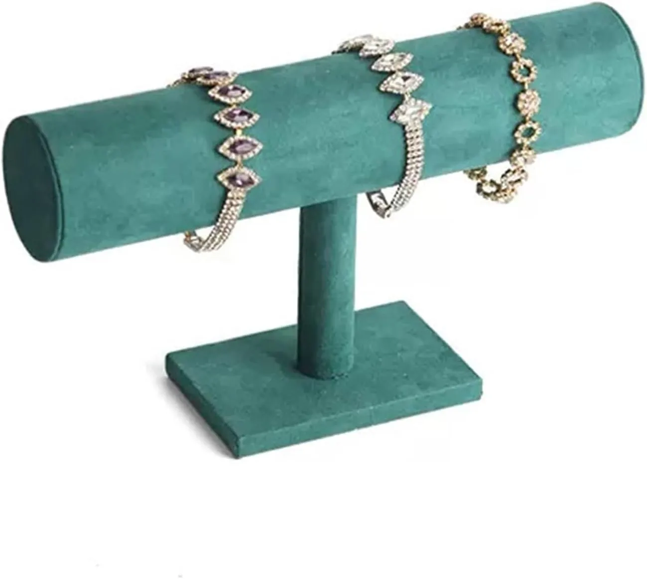 Jewelry Holder Jewelry Organizer Stand Green Velvet Bracelet Display Stand 1/2/3 Tiers Detachable T-shaped Watch Stand for Jewelry Storage Box Exhibition Jewelry Stand Necklace Organizer(A)