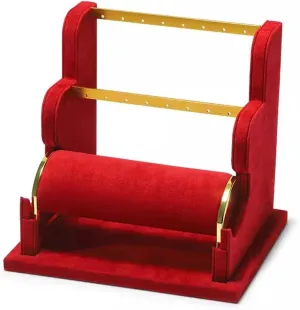 Jewelry Holder Stand Jewelry Stand Display Rack Velvet Jewelry Display Stand Detachable Earring Bracelet Watch Display Storage Rack Necklace Hanger Wall Mount