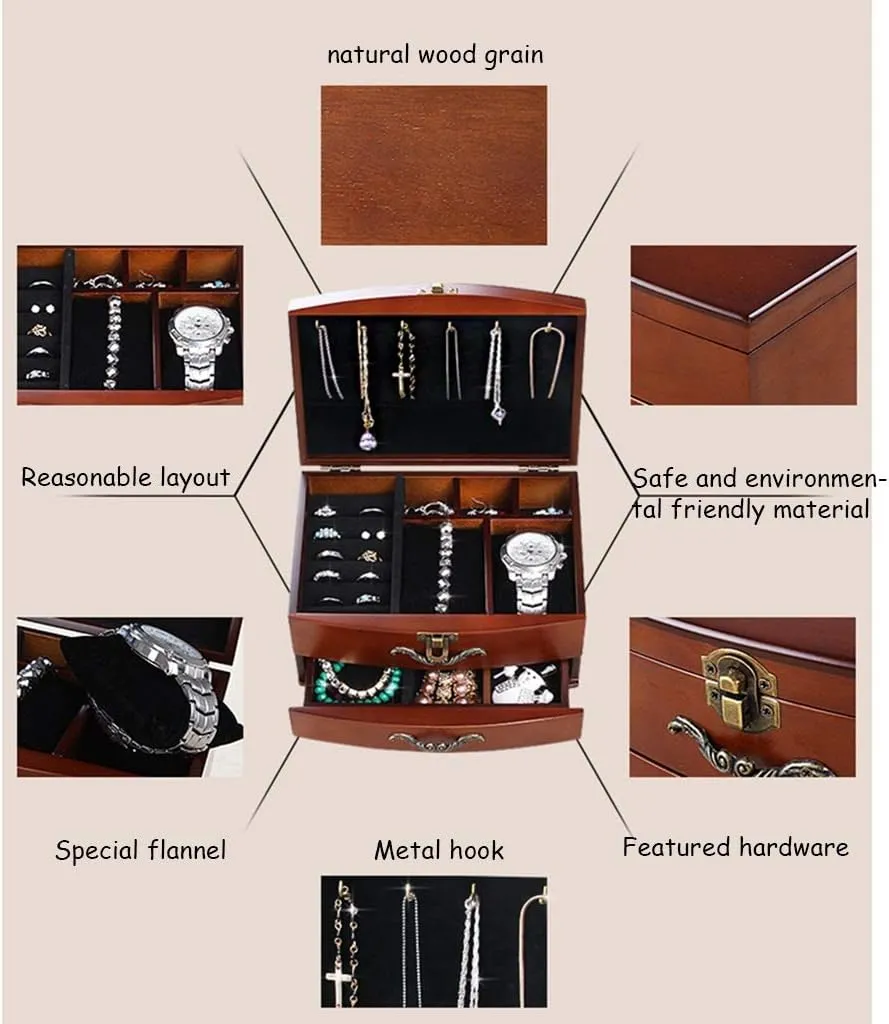 Jewelry Holder Three Layers Jewelry Display Box Earrings Necklaces Storage Box Nordic Double Layer Jewelry Box for Women Watch Cabinets (Color : D)