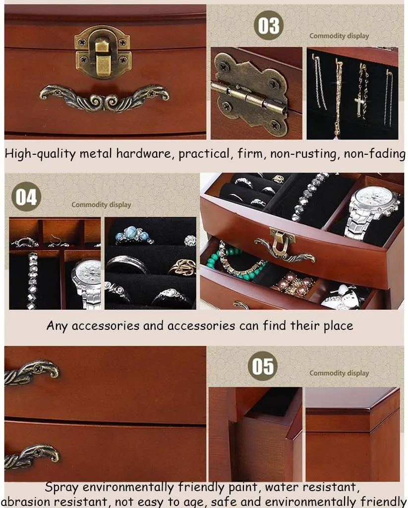 Jewelry Holder Three Layers Jewelry Display Box Earrings Necklaces Storage Box Nordic Double Layer Jewelry Box for Women Watch Cabinets (Color : D)