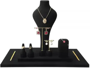 Jewelry Organizer 8pcs/Pack Necklace Display Stands Set Black Velvet Combination Bust Bracelet Display Stand, Necklace Display Bust, BA Easels