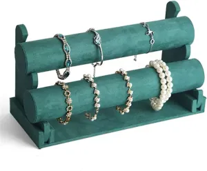 Jewelry Organizer Bracelet Holder, Velvet Bracelet Holder with 2 Tier Rack- Detachable Bracelet Display Stand for Jewelry Organization and Display Jewelry Display (Color : Green)