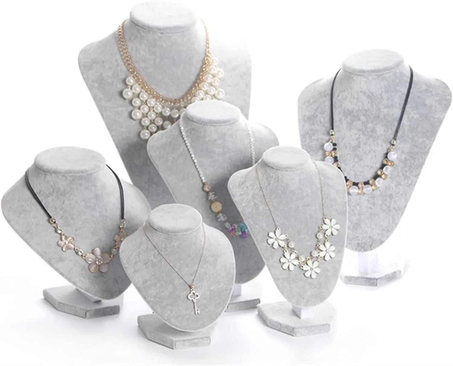 Jewelry Organizer Display Bust Model for Women 6 Options Gray Velvet Jewelry Display Necklaces Pendants Mannequin Jewelry Stand Organizer Jewelry Stand ( Col