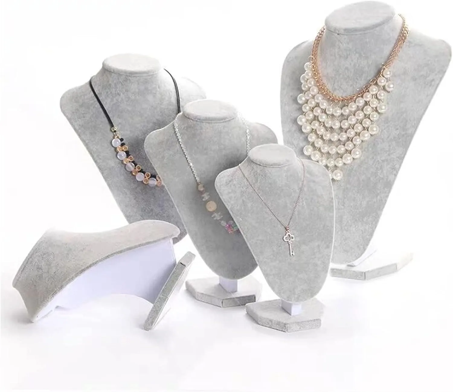 Jewelry Organizer Display Bust Model for Women 6 Options Gray Velvet Jewelry Display Necklaces Pendants Mannequin Jewelry Stand Organizer Jewelry Stand ( Col