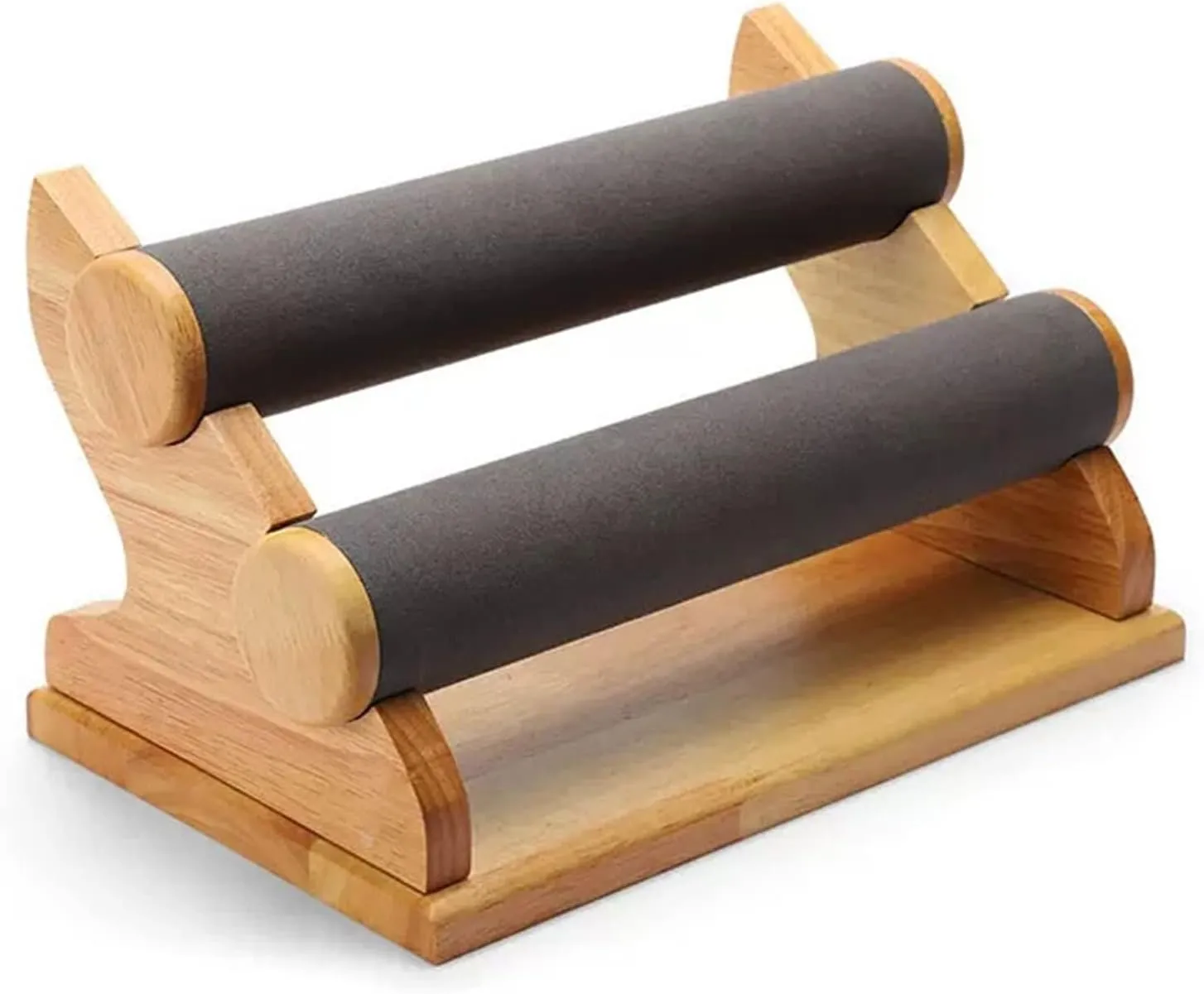 Jewelry Organizer Stand Bracelet Holder with 2 Tier Racks, Velvet Jewelry Display Stands, Wooden Watch Bangle T-Bar Jewelry Organizer for Wrist Watch, Bangles and Bracelets Necklace Display Stand (Co