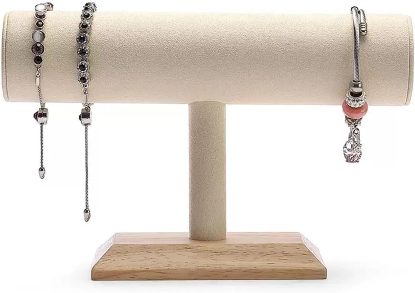 Jewelry Organizer Stand T Shape Velvet Jewelry Display Stand Detachable Bracelet Watch Holder Necklace Holder Dresser Storage Jewelry Tower Jewelry Display Stand(A)