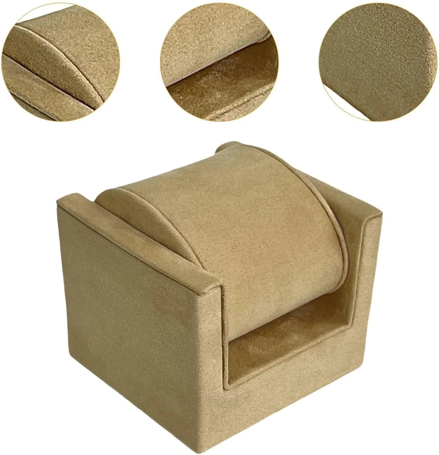 Jewelry Organizer Watch Display Stand Velvet Bracelet Holder for Jewelry Display Rack for Countertop Jewelry Display Stand(Beige)