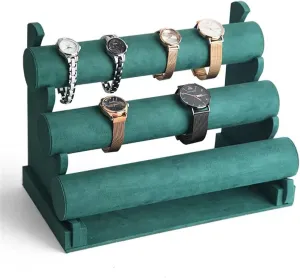Jewelry Rack 3 Tiers Bracelet Holder, T-Bar Velvet Jewelry Organizer Stand and Display, Detachable Bracelet Display Stand, Jewelry Tree for Watch Organization Jewelry Sta