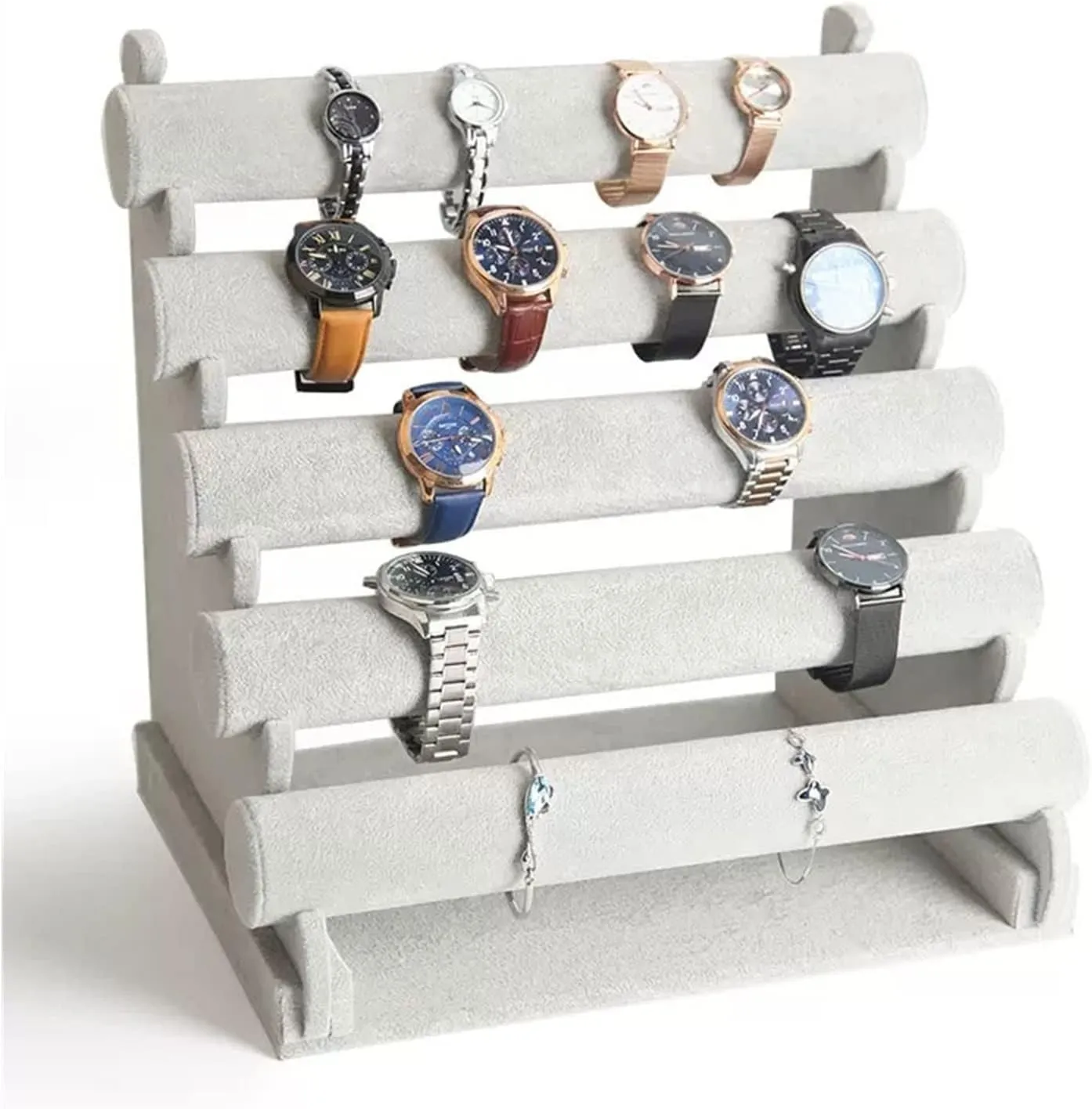 Jewelry Rack 5 Tiers Bracelet Holder Jewelry Detachable Velvet Bracelet Holder Watch Display Stand Bangle Bar Necklace Storage Organizer Jewelry Display Rack