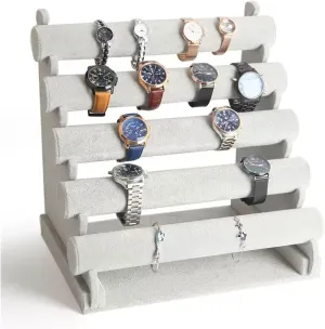 Jewelry Rack 5 Tiers Bracelet Holder Jewelry Detachable Velvet Bracelet Holder Watch Display Stand Bangle Bar Necklace Storage Organizer Jewelry Display Rack
