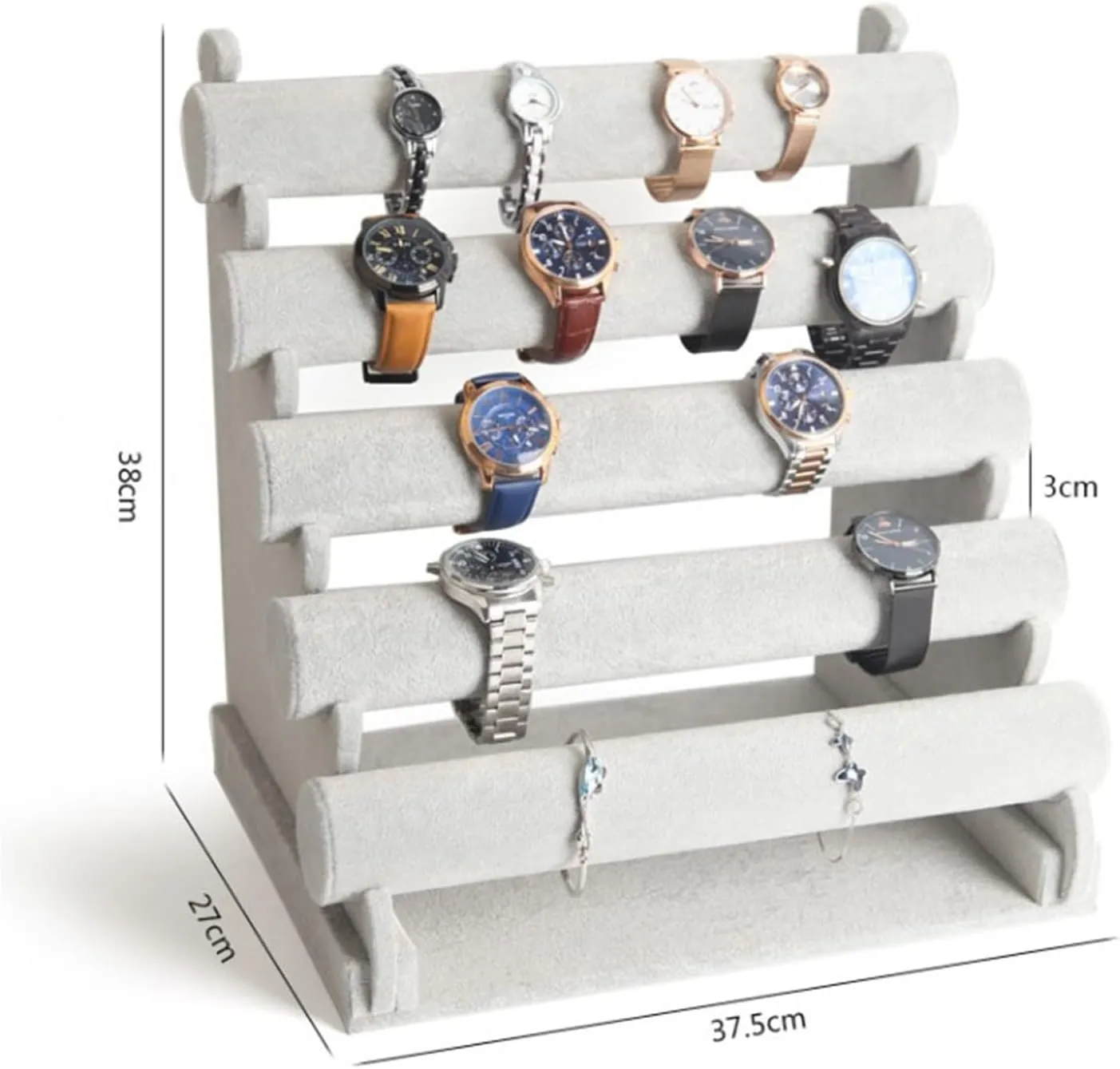 Jewelry Rack 5 Tiers Bracelet Holder Jewelry Detachable Velvet Bracelet Holder Watch Display Stand Bangle Bar Necklace Storage Organizer Jewelry Display Rack
