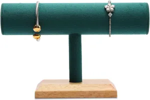 Jewelry Rack Green Velvet Single T Bar Bracelet Holder Stand, Jewelry Bracelet, Bangle, Necklace and Watch Organizer Display Stand for Home Organization Jewelry Stand HOL