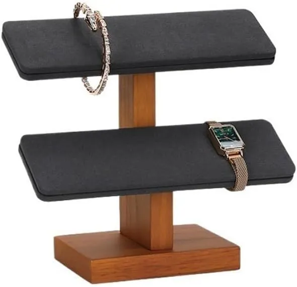 Jewelry Rack Trapezoidal Ladder Display Rack Bracelet Watch Jewelry Storage Placement Shelf Jewelry Props Display Stand(Black,Medium)