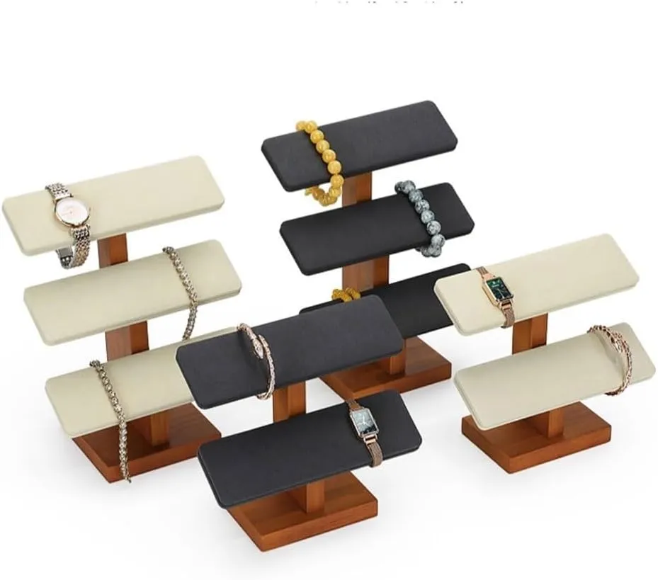 Jewelry Rack Trapezoidal Ladder Display Rack Bracelet Watch Jewelry Storage Placement Shelf Jewelry Props Display Stand(Black,Medium)