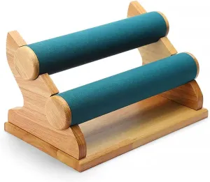 Jewelry Stand Bracelet Holder with 2 Tier Racks, Velvet Jewelry Display Stands, Wooden Watch Bangle T-Bar Jewelry Organizer for Wrist Watch, Bangles and Bracelets Jewelry holder Jewelry Display ( Colo