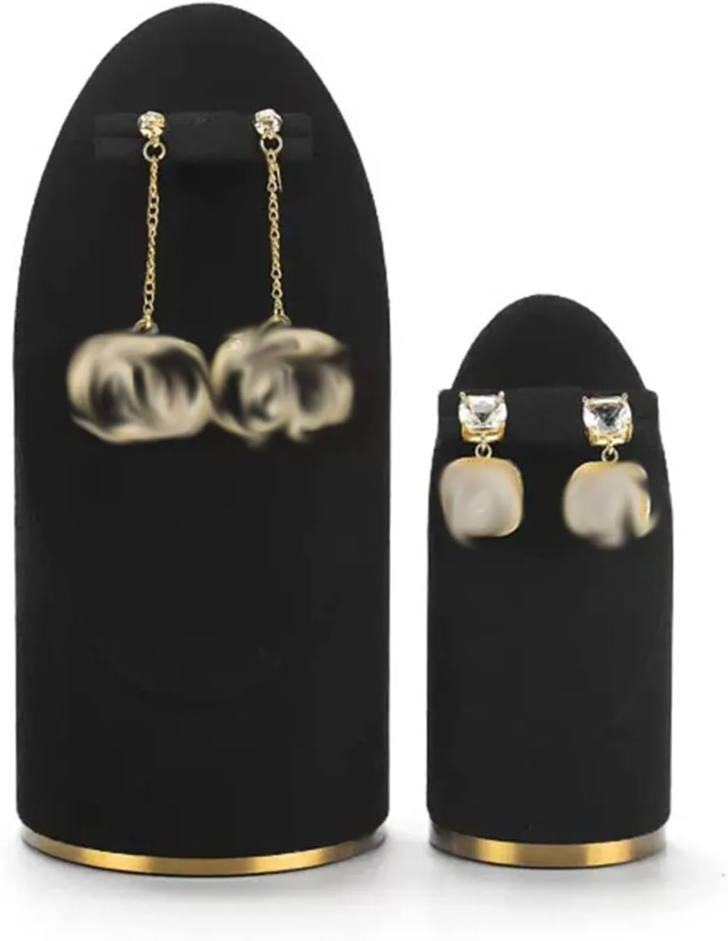 Jewelry Stand Organizer 2 Pcs Jewelry Earrings Stand Holder Display, Earrings Holders Storage Jewelry Organizer Jewelry Stand Pedestals Display Set, Black Velvet Jewelry Display Ho