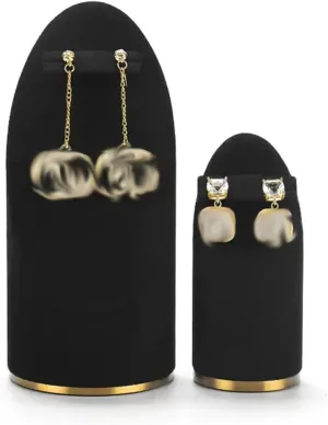 Jewelry Stand Organizer 2 Pcs Jewelry Earrings Stand Holder Display, Earrings Holders Storage Jewelry Organizer Jewelry Stand Pedestals Display Set, Black Velvet Jewelry Display Ho