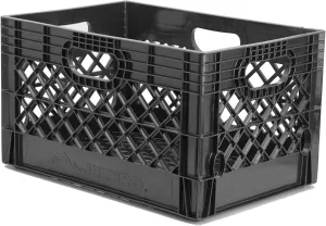 JEZERO Milk Crate for Household Storage: The Ultimate Storage Tote for Groceries, Garages, Kayaking & Outdoor, Stackable Storage | Black, Rectangle, Single, 13" x 11" x 19”