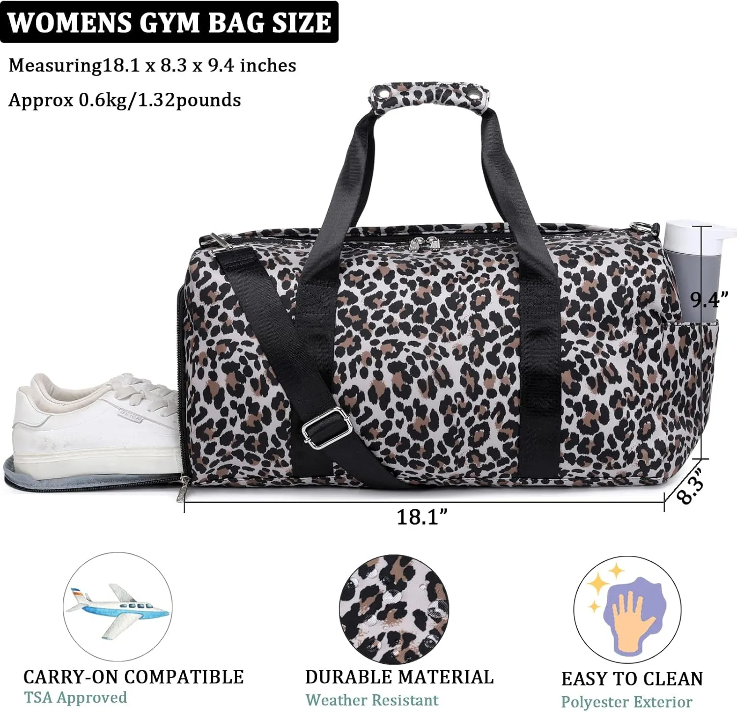 JIANYA Gym Bag Women Duffel Bags, Womens Sport Duffle Bags with Shoe Compartment and Wet Pocket, Carry On Size for Overnight Weekender Travel