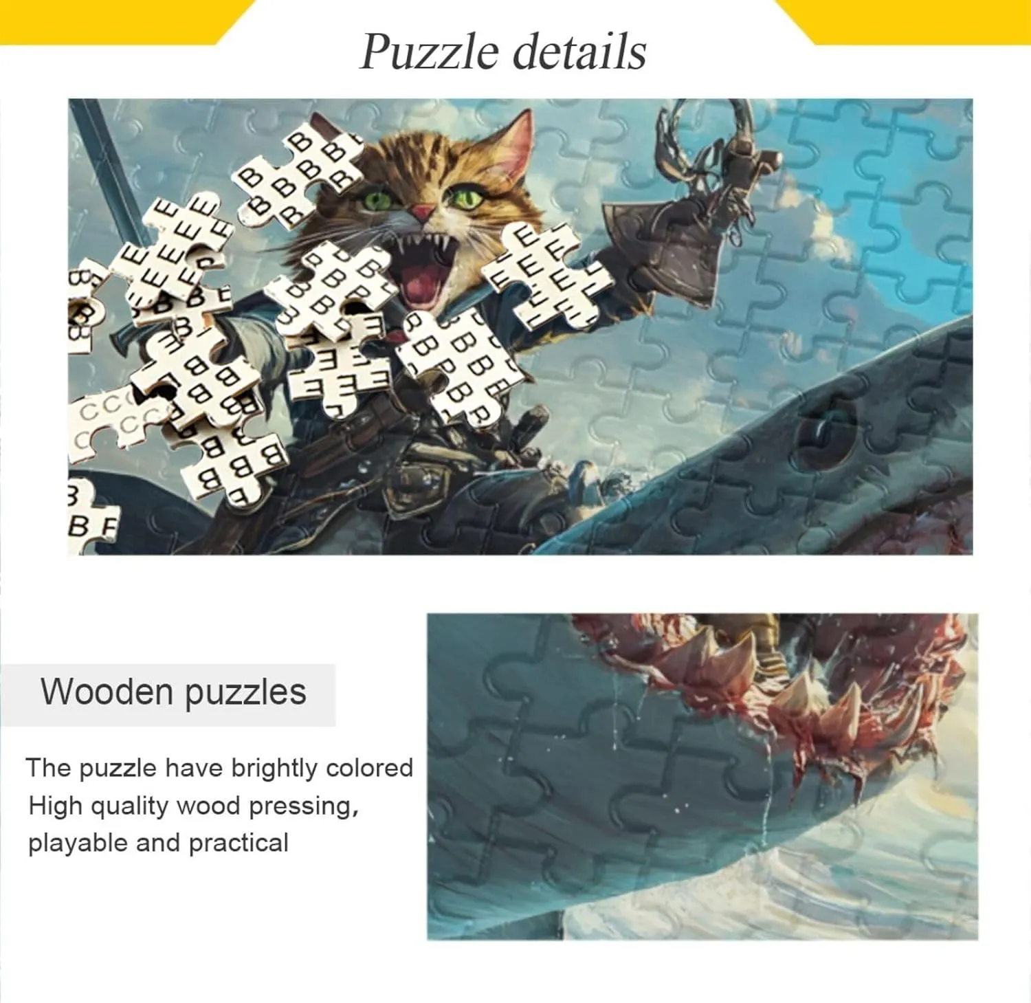 Jigsaw Puzzle Scary Fish Cat Funny for Adults 1000 Pieces, Extremely Challenging and Difficult Puzzle for Family Games, Party Entertainment, and Brain Teasing Fun