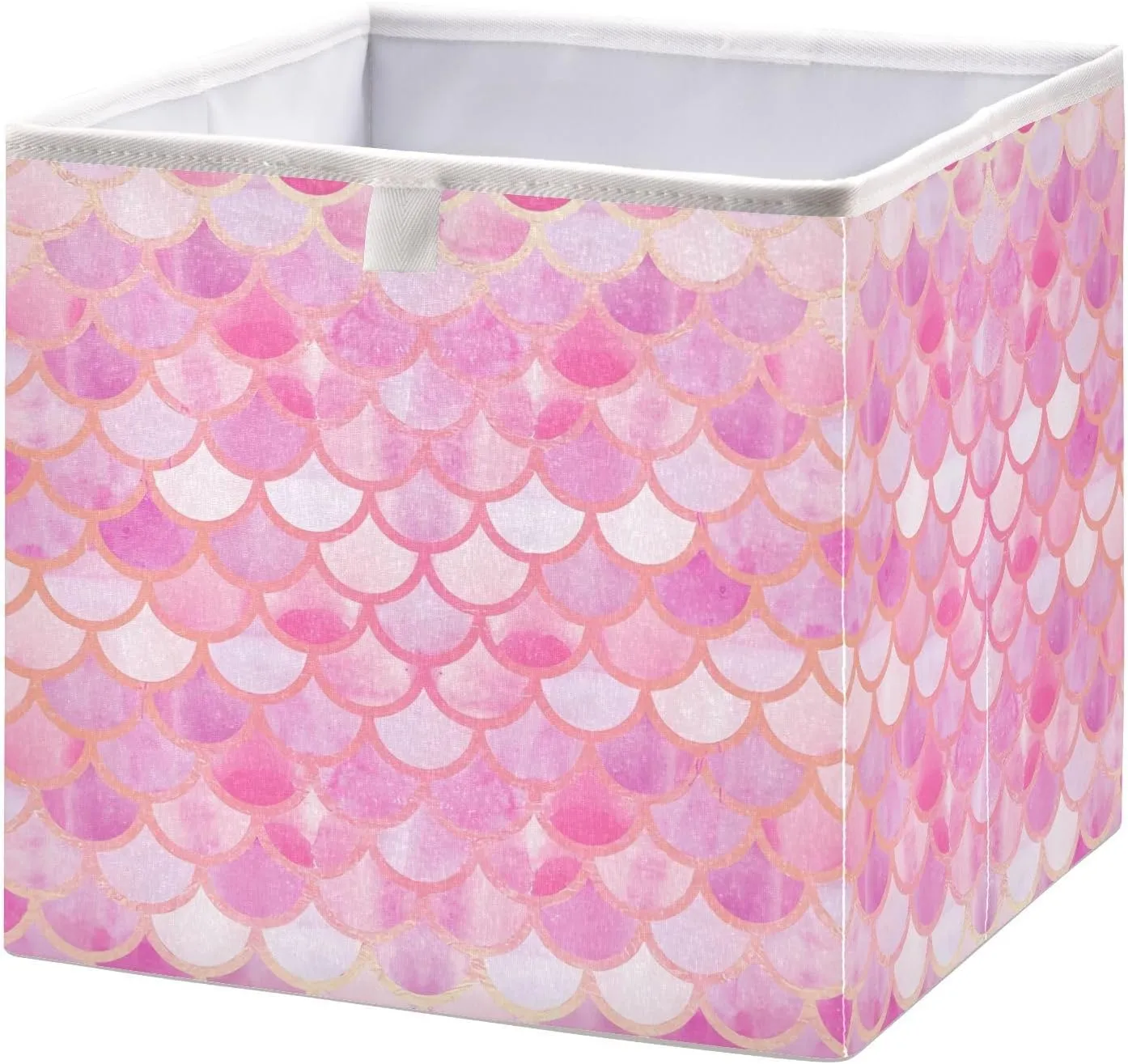 JIPONI Pink Magic Mermaid Scales Foldable Storage Bins Baskets, Cube Storage Box Organizers for Toys, Clothes, Closet, Shelves 11x11 In