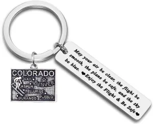 JJTZX Pilot Gift Flight Attendant Gift Fly Safe Keychain Pilot Graduation Gift Airplane Pilot Aviation Gift State Map Charms