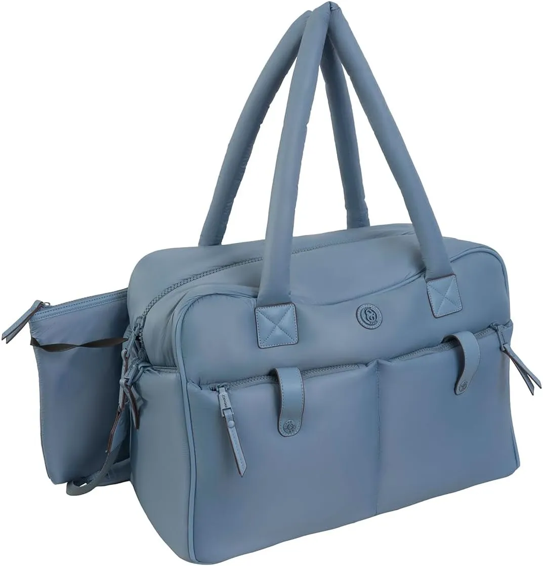 Joan & David 20 Inch Puffer Nylon Weekender Duffle Bag with Detachable Pouch (Element Blue)