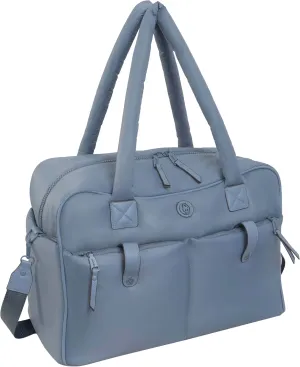 Joan & David 20 Inch Puffer Nylon Weekender Duffle Bag with Detachable Pouch (Element Blue)