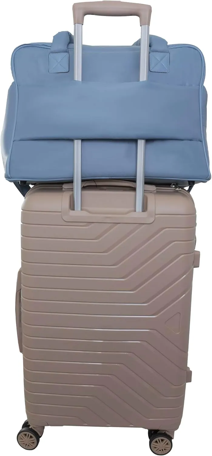 Joan & David 20 Inch Puffer Nylon Weekender Duffle Bag with Detachable Pouch (Element Blue)
