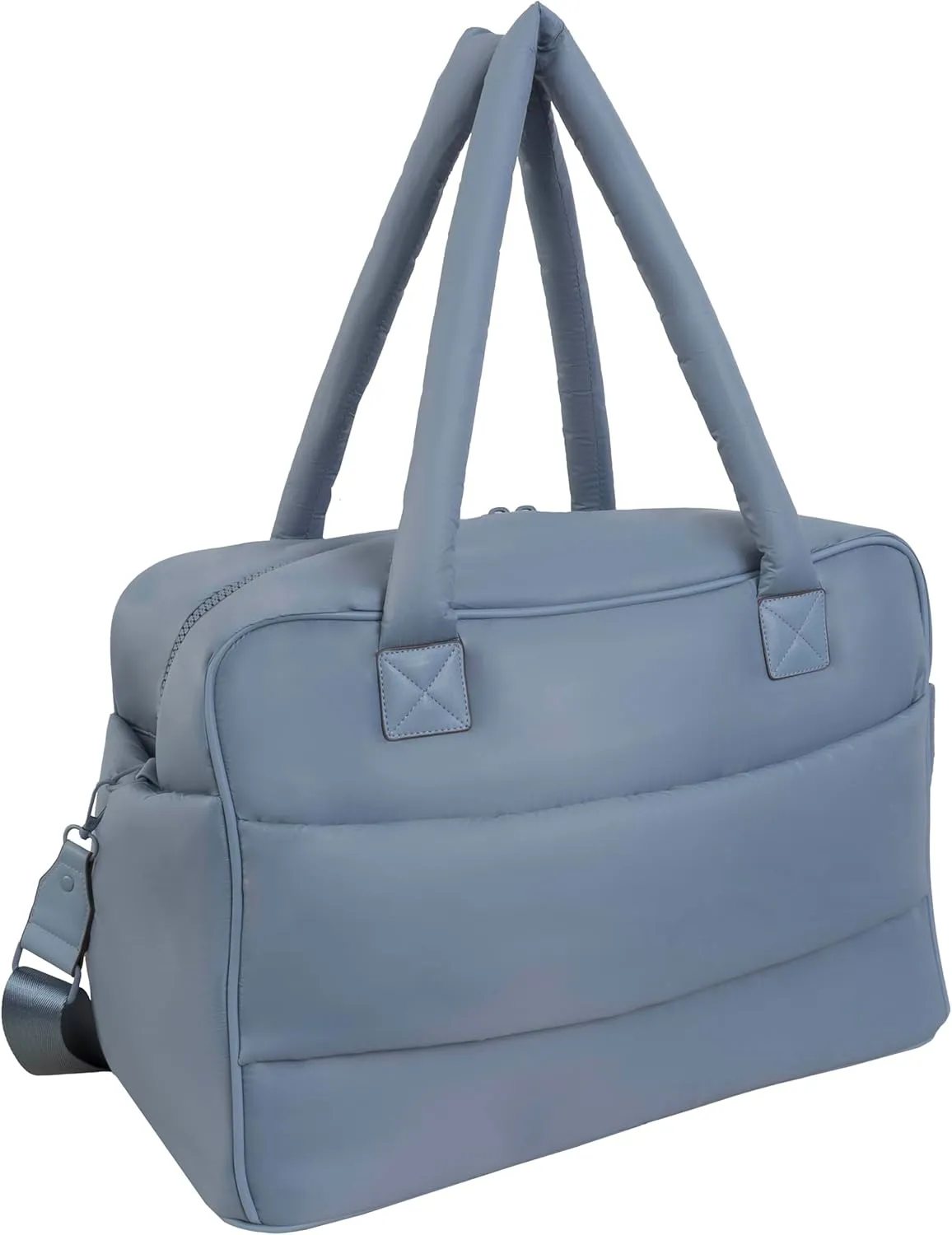 Joan & David 20 Inch Puffer Nylon Weekender Duffle Bag with Detachable Pouch (Element Blue)