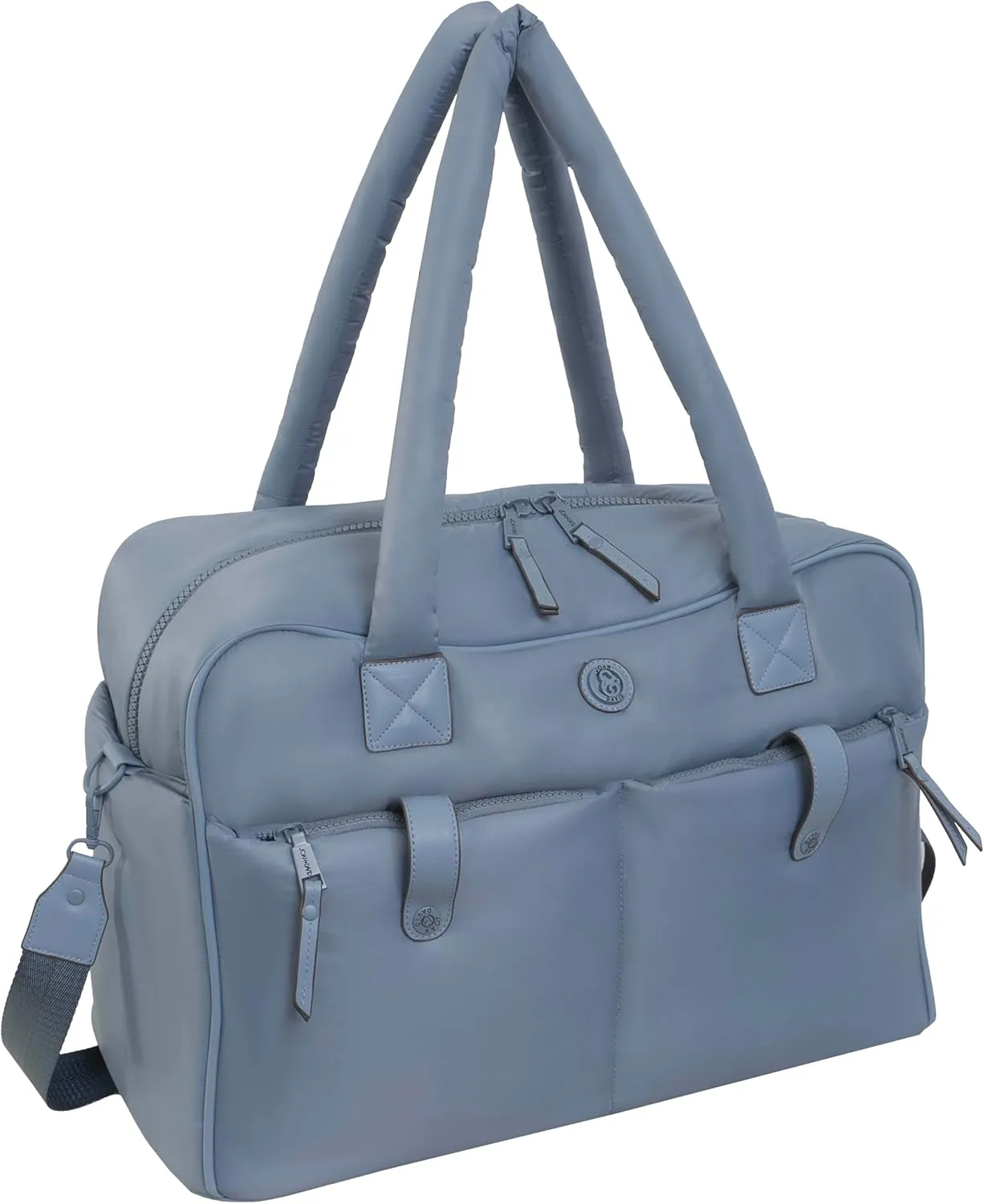 Joan & David 20 Inch Puffer Nylon Weekender Duffle Bag with Detachable Pouch (Element Blue)