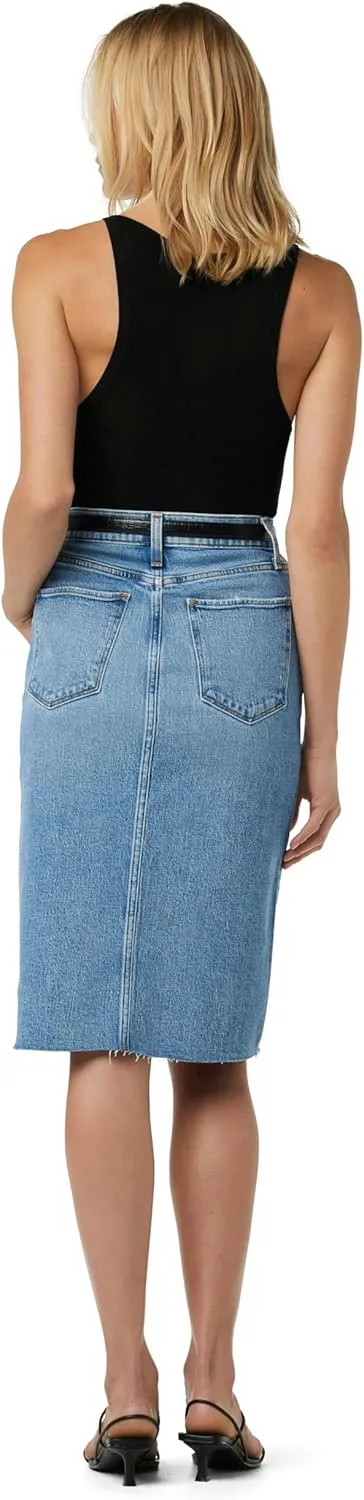 Joe's Women's The Joplin High Rise Knee Length Denim Skirt with Front Slit