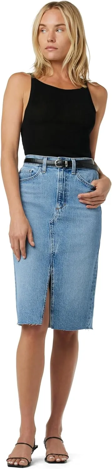 Joe's Women's The Joplin High Rise Knee Length Denim Skirt with Front Slit