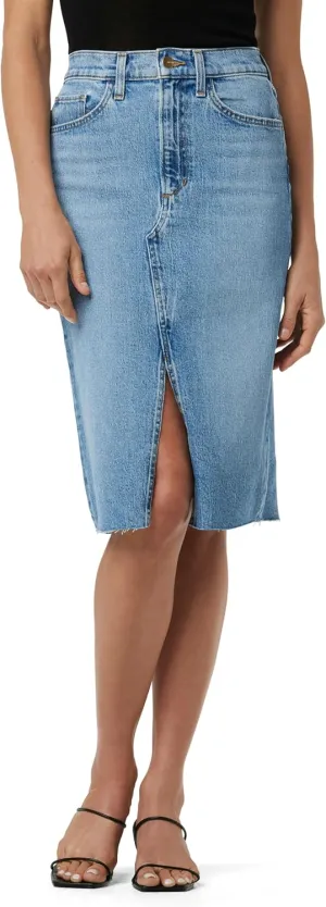 Joe's Women's The Joplin High Rise Knee Length Denim Skirt with Front Slit