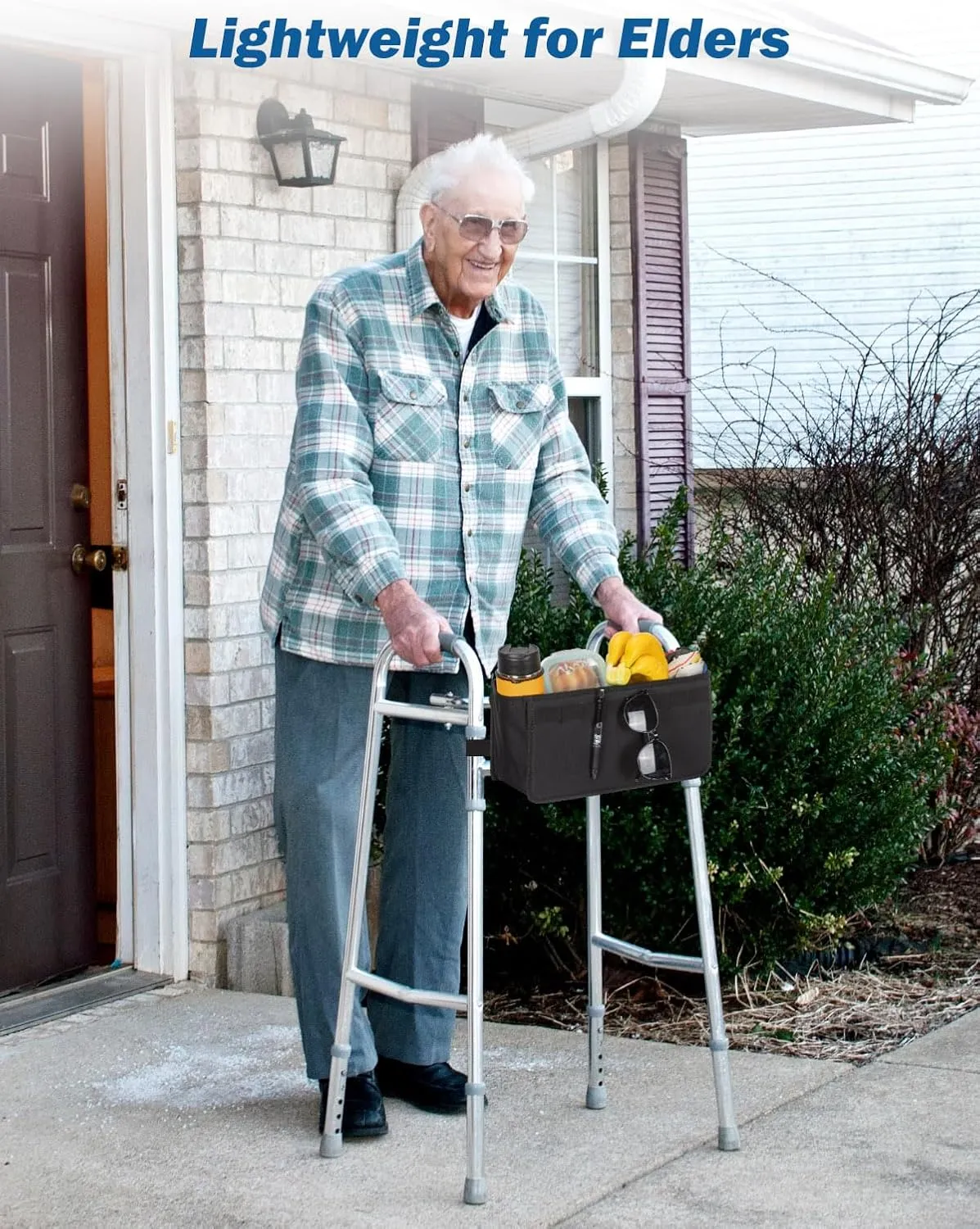 JOYTUTUS Walker Basket for Folding Walker, Basket for Walkers for Seniors,Rollator Walkers Storage Bag, Can be Installed Outside or Inside of Walker, Wheerchair
