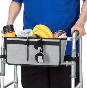 JOYTUTUS Walker Basket for Folding Walker, Basket for Walkers for Seniors,Rollator Walkers Storage Bag, Can be Installed Outside or Inside of Walker, Wheerchair,Gray