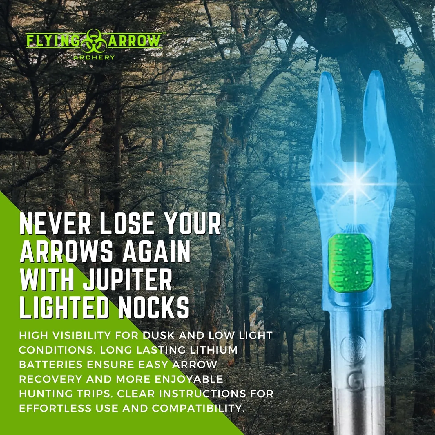 Jupiter Lighted Nocks | Bright Lighted Nocks for Arrows | Illuminated Nocks | Glow in The Dark Arrow Nocks | LED Arrow Nocks | Light Up Nocks | 6 Pack