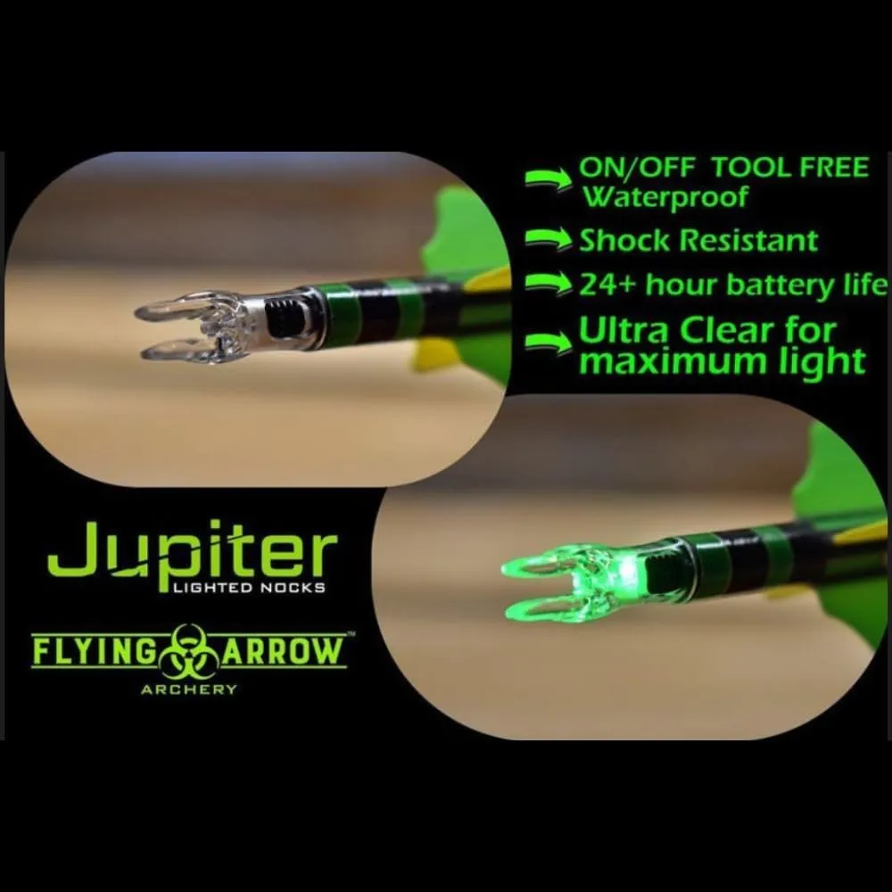 Jupiter Lighted Nocks | Bright Lighted Nocks for Arrows | Illuminated Nocks | Glow in The Dark Arrow Nocks | LED Arrow Nocks | Light Up Nocks | 6 Pack