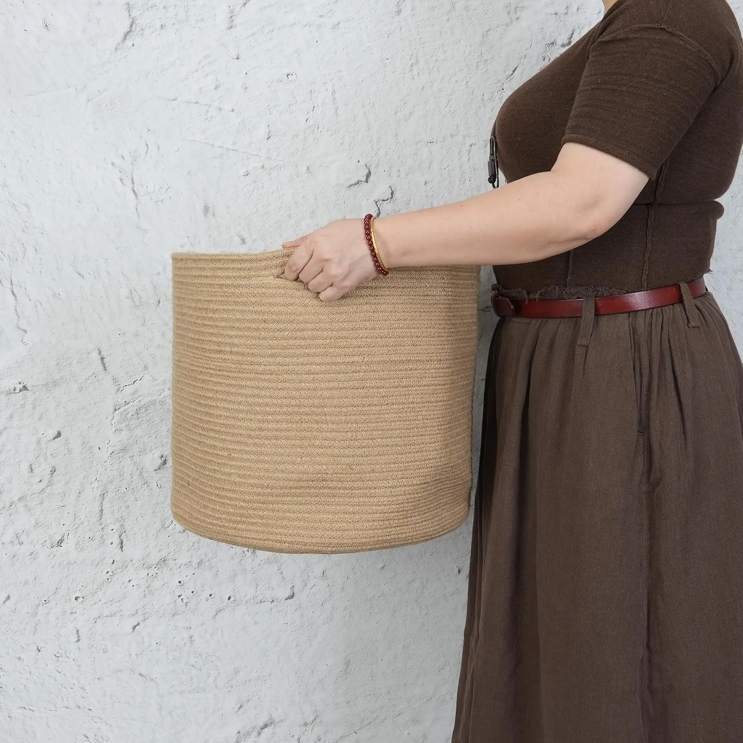 Jute Rope Basket For Girls Boys Kids 16”X14” Baby Laundry Baskets Nursery Bin Round Woven Basket Organizer For Storage Toys Blankets Shoes Clothes