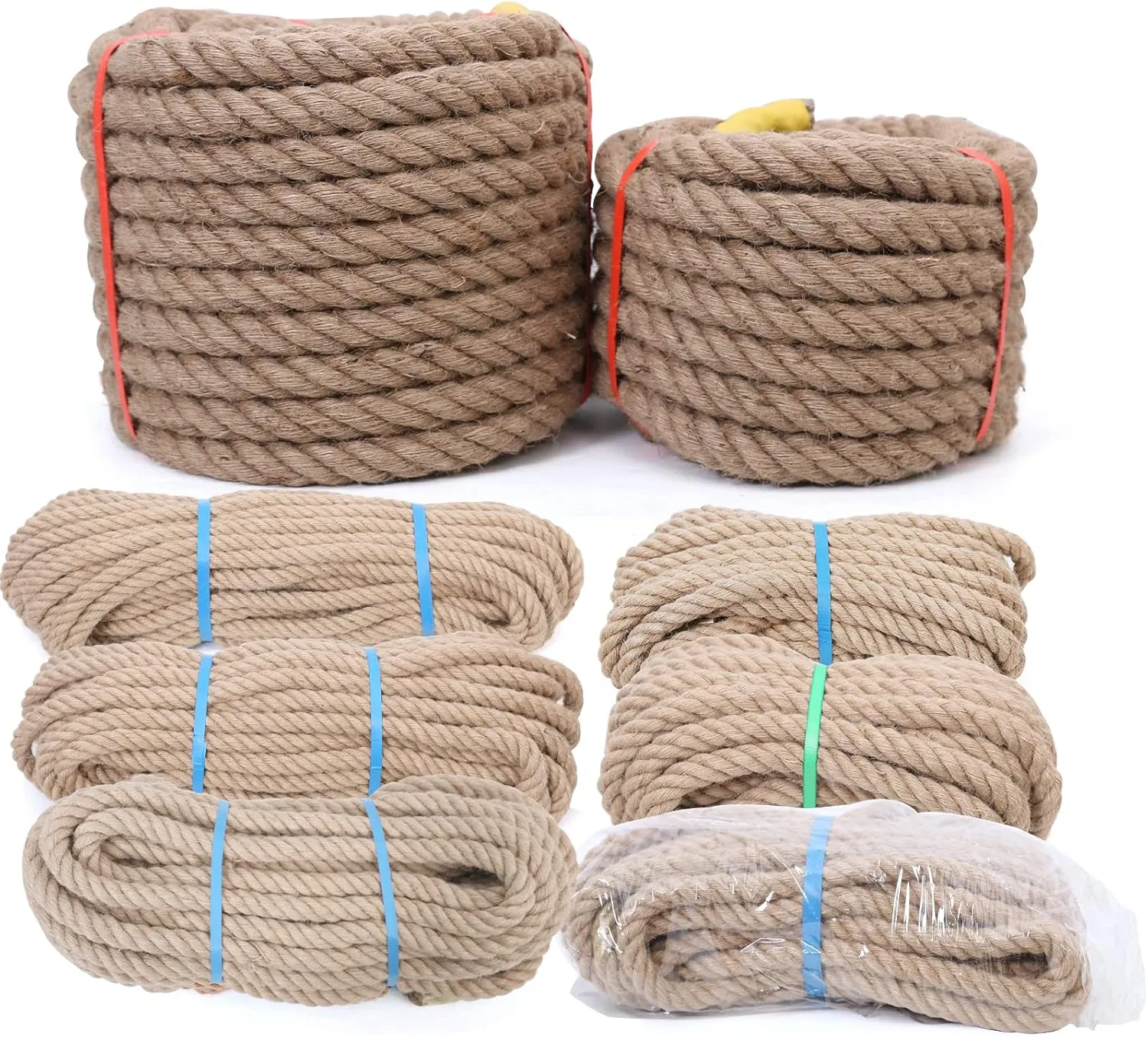 Jute Rope,1/2 inch x 50 FT Natural Twisted Manila Heavy Duty Hemp Ropes for Crafts,Swing for Tree,Gardening, Bundling, Hammock, Nautical, Tug of War, Railings, Home Decorating