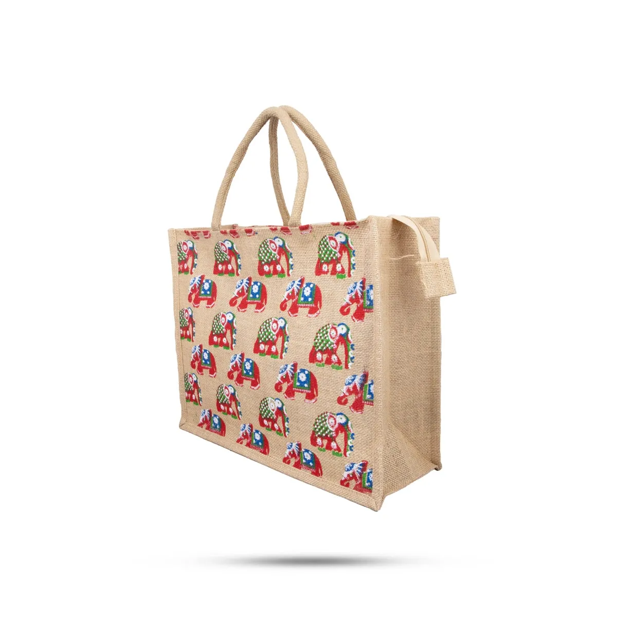 Jute Shopping Bag with Zip - 13 x 16 Inches | Jute Bag/ Handbag/ Tote Bag for Women/ Assorted Colour
