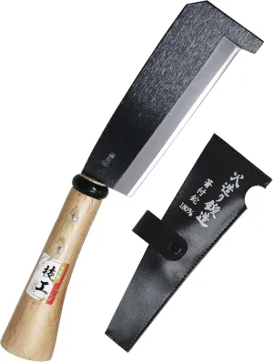 KAKURI Japanese NATA Hatchet Tool with Protruding Tip 7" [Single Bevel] Made in Japan, Heavy Duty Garden Axe Tool with Wood Handle for Cutting, Shaving, Carving, Chopping