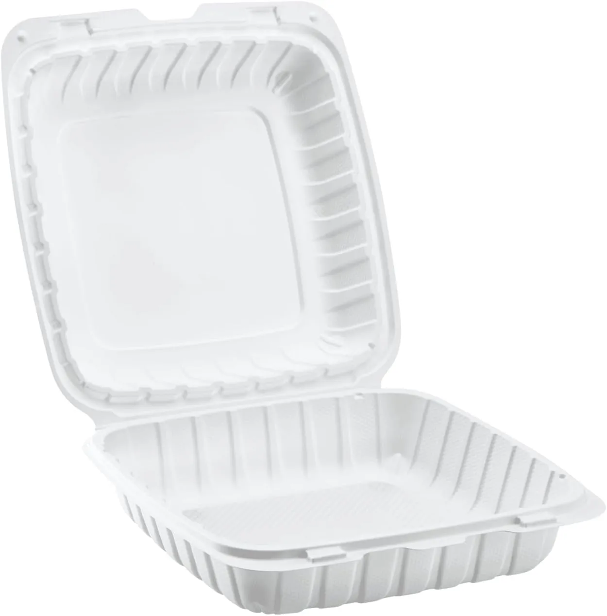 KARAT EARTH Clamshell Take Out Food Containers [9"x9" - 120 ct] To Go Containers | Microwavable, Freezer Safe, Soak-Resistant, Durable, Stackable | Vented for Hot/Cold Foods, White