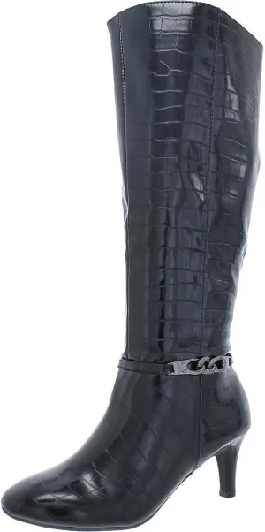 Karen Scott Womens Hanna Faux Leather Tall Mid-Calf Boots